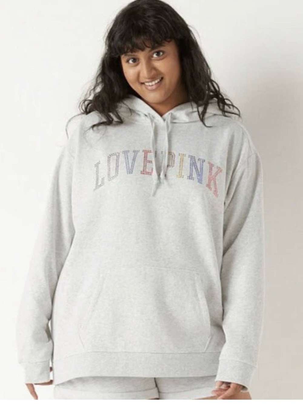 PINK Victoria’s Secret LOVE PINK Gray Oversized Hoodie Pullover Women’s XS